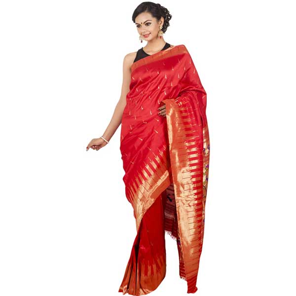 paithani-saree Red Sari - 图片 1