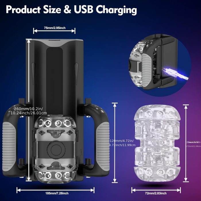 1pc Sex Toy for Men Male Masturbators - Sex Toys Hands Free Pocket Pussy with 4.72inch Thrusting Distance Male Sex Toys Male Stroker Masturbator with Phone Stand & Foldable Handle, Machine - Image 4