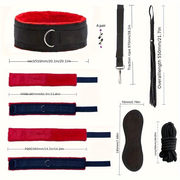 23pcs Bondage Sex Kit ForCouples-Beginners Set with Vibrators, Lingerie.Handcuffs, Whip, Blindfold & More - Image 4
