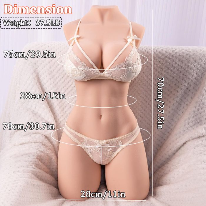Sex Doll Torso Male Masturbator - 37.5LB Life Size Sex Dolls Realistic Men Sex Toy Built-in Skeleton with Tight Pocket Pussy Viginal Anal Channel - Image 4