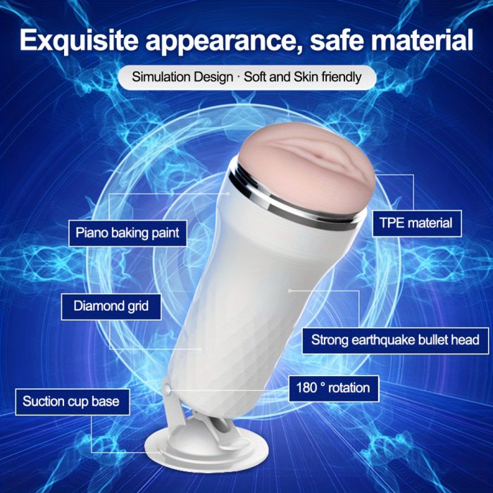 Male Sex Machine, Adjustable Suction Mount Hands-Free Male Sex Toys for Men,  A Male Dildo That Can Be Used On Wall Realistic Vibration Pussy 3D Realistic Texture Pocket Pussy - Image 6