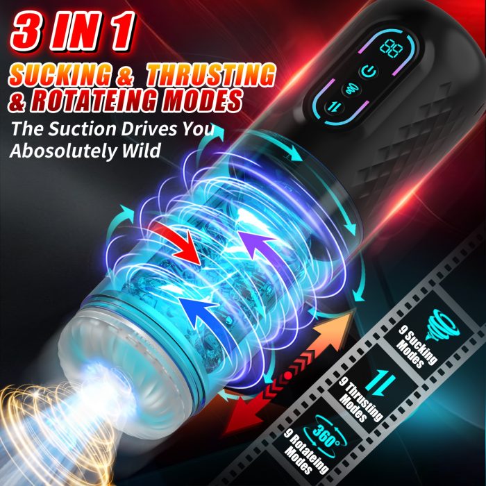 Automatic Male Men -9 Rotary Thrustingu002FSucking Modes, Adult Pocket for Men, Male Massage Cup for Stimulation for Couples, Male Stroker Male Masturbation Toy Men'S Men, Gay - Image 2