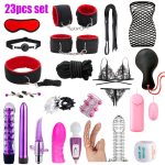 23pcs Bondage Sex Kit ForCouples-Beginners Set with Vibrators, Lingerie.Handcuffs, Whip, Blindfold & More