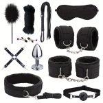 11pcs  Bed Restraints Sex Toys Bondage Kit for Couples Restraints Set Kinky Toys with Nipple Clamp Handcuffs Collar Ankle Cuff Blindfold Tickler Gag Ball - Image 3