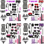 Bondage Kit 29pcs Bondage Kit - Bed Bondage Sex Toys for Women and Couples - Cuffs Blindfolded Spanking Clap Black