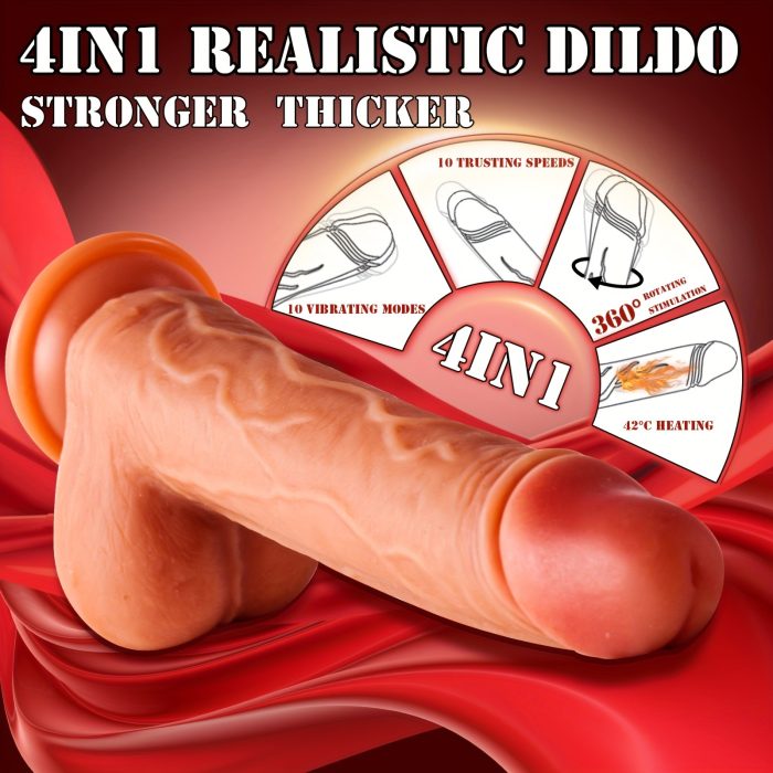 Dildo - Valentine'S Day Gift 1pc 8.6inch Thrust Realistic Dildo Vibrator With 10 Telescopic And 10 Vibration Modes With Heating, Silicone Soft Realistic Remote Control Adult Sex Toy For G-spot Vibration Stimulation With Powerful Suction Cup - Image 2