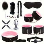 11pcs  Bed Restraints Sex Toys Bondage Kit for Couples Restraints Set Kinky Toys with Nipple Clamp Handcuffs Collar Ankle Cuff Blindfold Tickler Gag Ball - Image 6
