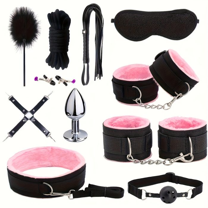 11pcs  Bed Restraints Sex Toys Bondage Kit for Couples Restraints Set Kinky Toys with Nipple Clamp Handcuffs Collar Ankle Cuff Blindfold Tickler Gag Ball - Image 6