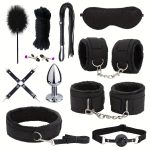 11pcs  Bed Restraints Sex Toys Bondage Kit for Couples Restraints Set Kinky Toys with Nipple Clamp Handcuffs Collar Ankle Cuff Blindfold Tickler Gag Ball - Image 2