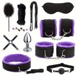 11pcs  Bed Restraints Sex Toys Bondage Kit for Couples Restraints Set Kinky Toys with Nipple Clamp Handcuffs Collar Ankle Cuff Blindfold Tickler Gag Ball - Image 5