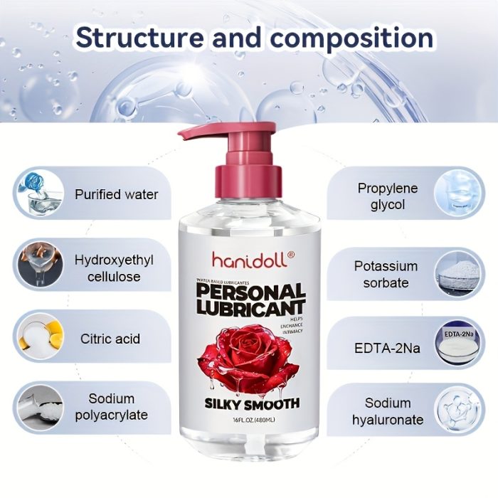 16 FL.OZ. Hanidoll Silky Smooth Water-Based Lubricant | Hypoallergenic & Unscented Personal Lube For Sensitive Skin | Long-Lasting, Easy Clean-Up Formula | Safe For Couples, Men & Women | Condom & Toy Compatible, Lubrication Gel For Valentine'S Day - Image 6