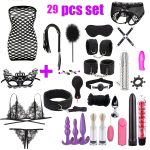 Bondage Kit 29pcs Bondage Kit - Bed Bondage Sex Toys for Women and Couples - Cuffs Blindfolded Spanking Clap Black - Image 3