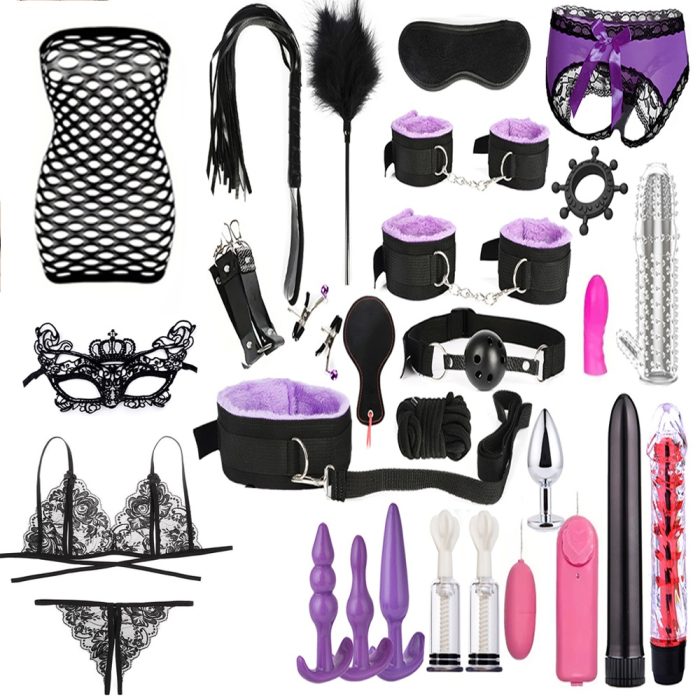 Bondage Kit 29pcs Bondage Kit - Bed Bondage Sex Toys for Women and Couples - Cuffs Blindfolded Spanking Clap Black - Image 8