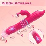 Thrusting Rabbit Vibrator Anal Butt Plug Dildo, G Spot Clitoral Vibrators Rechargeable Realistic Dildo with 3 Telescopic & 10 Vibrating Modes, Clit Nipples Massager Anus Vagina G-Spot Stimulator, Rose Red Adult Sex Toys for Women Men Couples - Image 7
