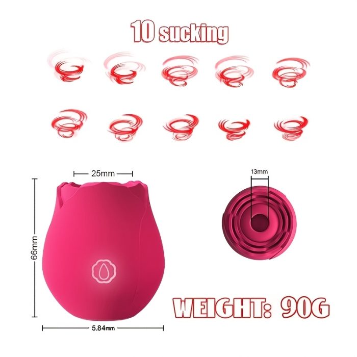 Dildo - Sucking Vibrator Rose Sex Toy G Spot Vibrator - Clitoral Nipple Massage Sucking Vibrator - Bullet Vibrator Dildo - 10 Powerful Modes, Anal Toys For Couple, Woman Pleasures Toy Valentine'S Day Gift - Image 9