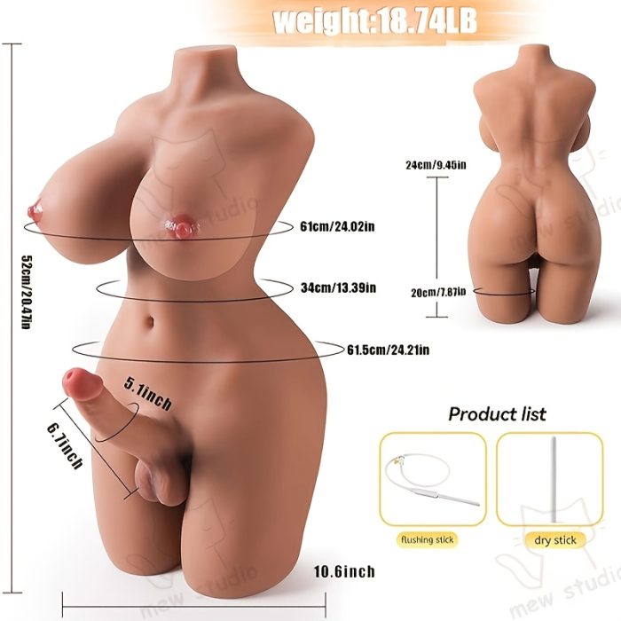 18.74LB Shemale Sex Doll Torso Adult Toys Male Masturbators With Realistic Big Breasts And Huge Dildo, Life Size Sex Doll With Hard Cock And Tight Anal, 3 In 1 Sex Toys With Penis For Women Men Gay - Image 5