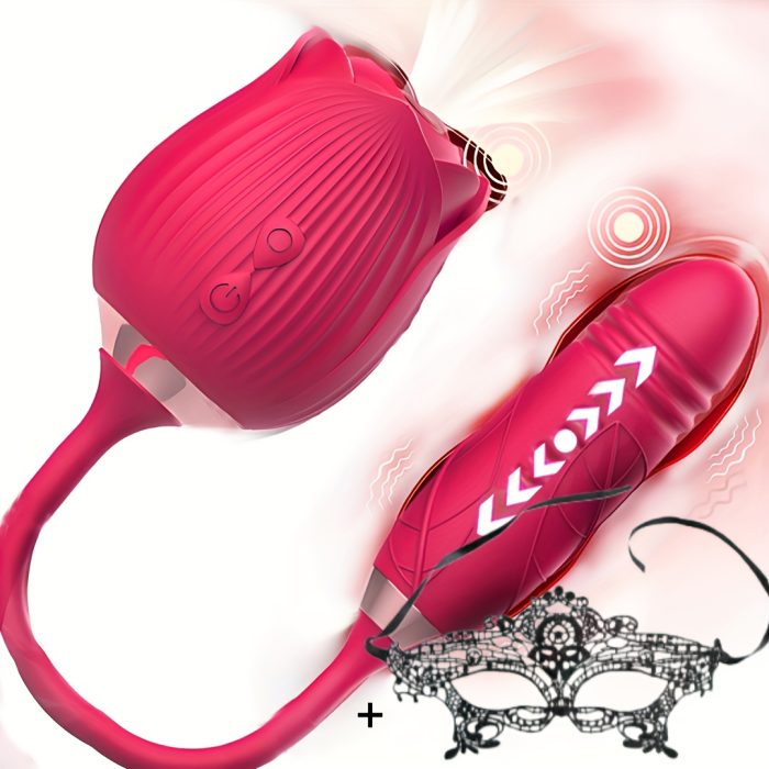 Rose Toy Dildo Vibrator: 3-in-1 Rose Sexual Stimulator, Suitable for Women, with 10 Suction and Thrusting Dildo G-Spot Vibrator - Adult Couples Toy, Valentine's Day Gift - Image 5