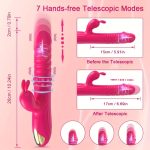 Thrusting Rabbit Vibrator Anal Butt Plug Dildo, G Spot Clitoral Vibrators Rechargeable Realistic Dildo with 3 Telescopic & 10 Vibrating Modes, Clit Nipples Massager Anus Vagina G-Spot Stimulator, Rose Red Adult Sex Toys for Women Men Couples - Image 4