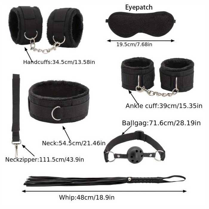 11pcs  Bed Restraints Sex Toys Bondage Kit for Couples Restraints Set Kinky Toys with Nipple Clamp Handcuffs Collar Ankle Cuff Blindfold Tickler Gag Ball - Image 4