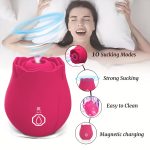 Dildo - Sucking Vibrator Rose Sex Toy G Spot Vibrator - Clitoral Nipple Massage Sucking Vibrator - Bullet Vibrator Dildo - 10 Powerful Modes, Anal Toys For Couple, Woman Pleasures Toy Valentine'S Day Gift - Image 2