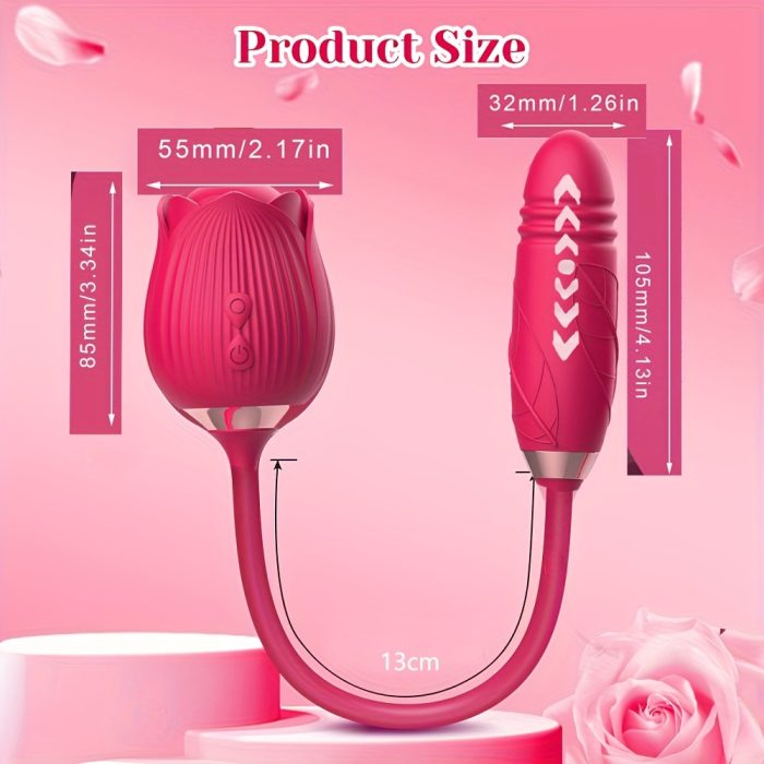 Rose Toy Dildo Vibrator: 3-in-1 Rose Sexual Stimulator, Suitable for Women, with 10 Suction and Thrusting Dildo G-Spot Vibrator - Adult Couples Toy, Valentine's Day Gift - Image 4