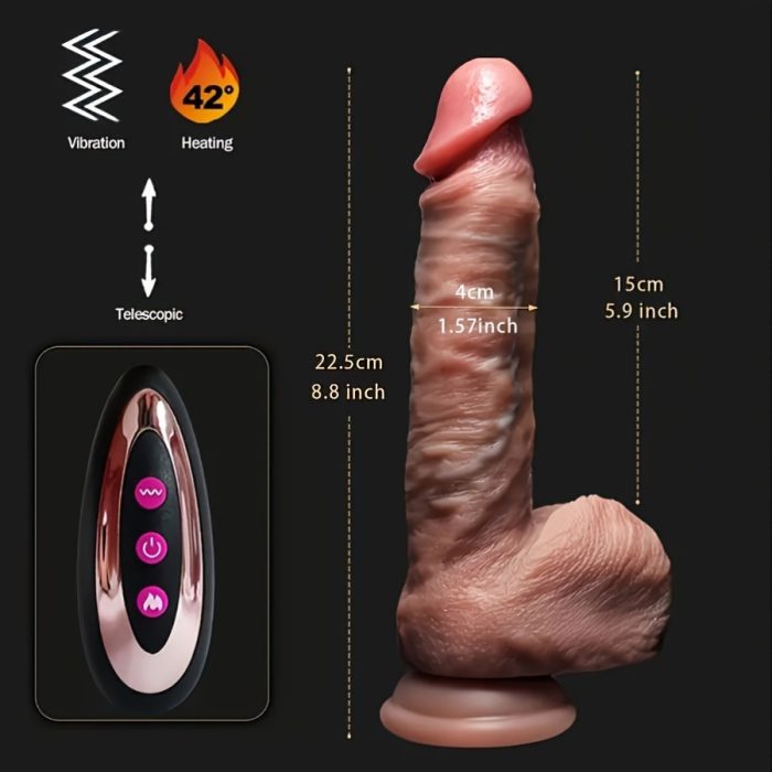 8.8 Inch Realistic Dildo, 10-Speed Vibration Retractable 360° Rotating, Slow Heat & Remote Control, Liquid Silicone, Rechargeable G-Spot Stimulator Toy, Sex Toys for Couples, High quality Silicone - Image 3