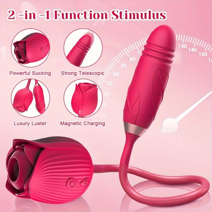Rose Toy Dildo Vibrator: 3-in-1 Rose Sexual Stimulator, Suitable for Women, with 10 Suction and Thrusting Dildo G-Spot Vibrator - Image 8