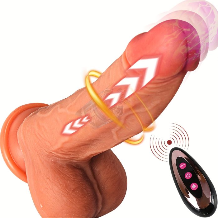 Dildo - 1pc 8.6inch Thrust Realistic Dildo Vibrator With 10 Telescopic And 10 Vibration Modes With Heating, Silicone Soft Realistic Remote Control - Image 12