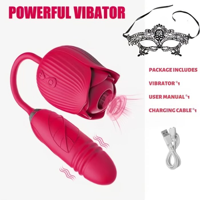 Rose Toy Dildo Vibrator: 3-in-1 Rose Sexual Stimulator, Suitable for Women, with 10 Suction and Thrusting Dildo G-Spot Vibrator - Image 12