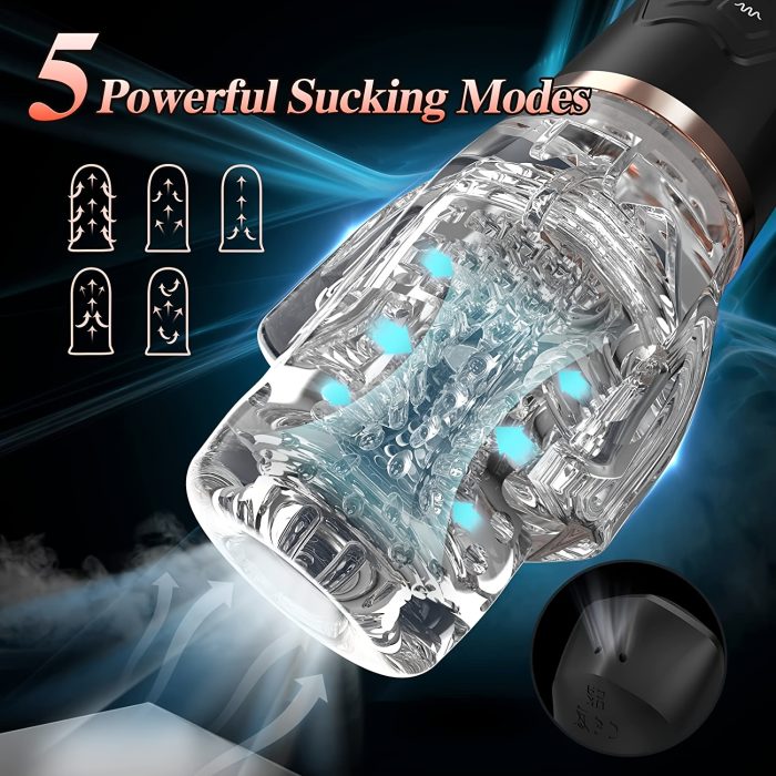 Automatic Male Masturbator Cup, Fully Male Masturbator Sex Toys Pocket Pussy 5 Frequency Sucking, 10 Frequency Vibrating Stimulator Adult Male Sex Toys for Men - Image 3