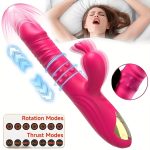 [Rechargeable Rabbit Vibrator] Rechargeable Rabbit Vibrator with 3 Telescopic & 10 Vibrating Modes, Rose Red Adult Sex Toys for Women Men Couples