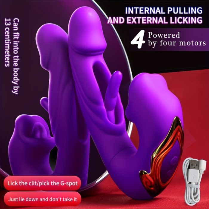 5 Tongue Licking, 7 Pulling & Slapping, 7 Vibration Modes Female Electric Masturbation Device | Oral & Tongue Licking Vibrator, Artificial Penis, Clitoral G-spot Stimulation, Waterproof, Dildo - Image 3