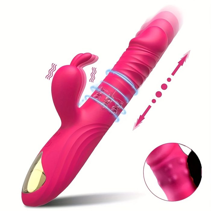 [Rechargeable Rabbit Vibrator] Rechargeable Rabbit Vibrator with 3 Telescopic & 10 Vibrating Modes, Rose Red Adult Sex Toys for Women Men Couples - Image 10