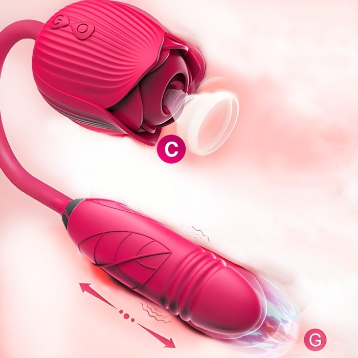 Rose Toy Dildo Vibrator: 3-in-1 Rose Sexual Stimulator, Suitable for Women, with 10 Suction and Thrusting Dildo G-Spot Vibrator - Image 6