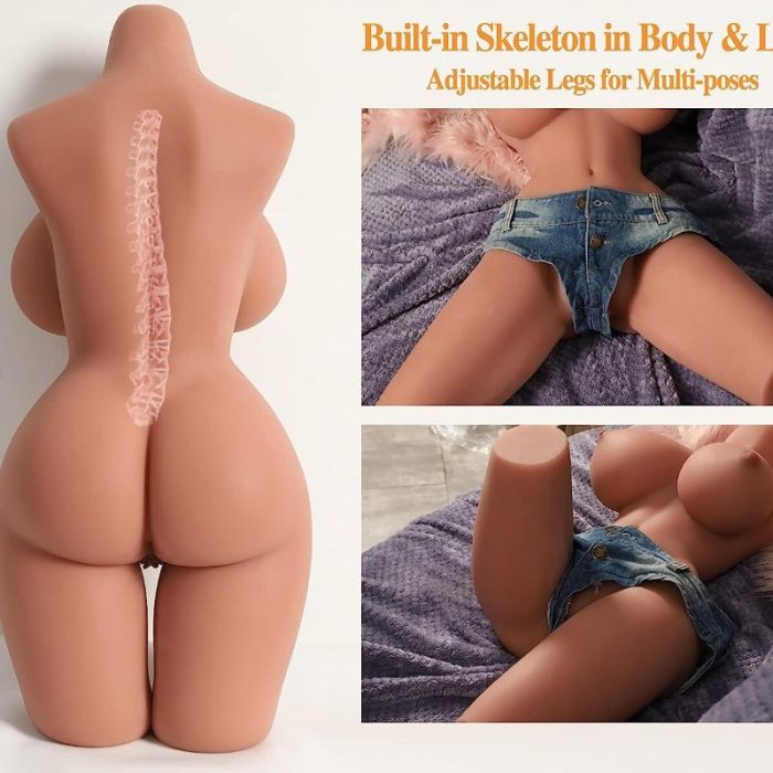 Life-Size Sex Doll Torso - Realistic Brown Female Sex Doll with Soft Large Breasts, Large Buttocks, And Vagina; Male Masturbation Sex Doll - Image 6